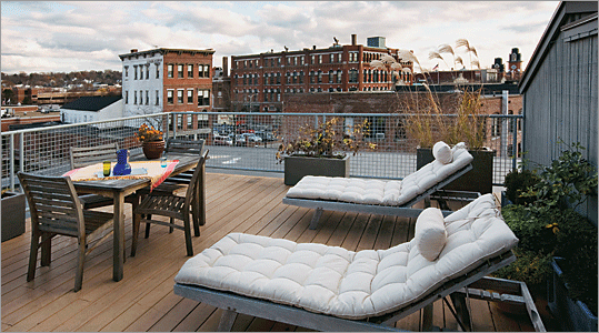Loft deck offers views of the Lowell's converted mills.