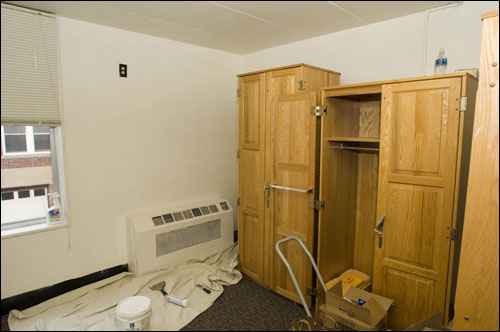 This room featured in an investigation by the Washington Post of poor living conditions at the center was undergoing repairs in this February photo.