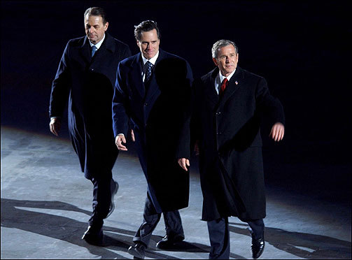 On Feb. 8, 2002, Mitt Romney and President George W. Bush marched ...