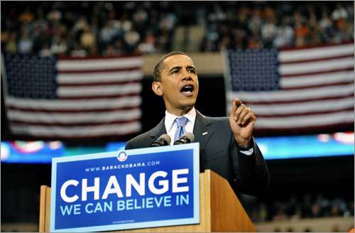 Barack Obama made a speech at the Xcel Energy Center in St. Paul, Minn., on Tuesday, announcing that he had clinched the Democratic presidential nomination. His spoke after the primary elections in South Dakota and Montana earlier that day. His rival Hillary Clinton did not concede the race.
