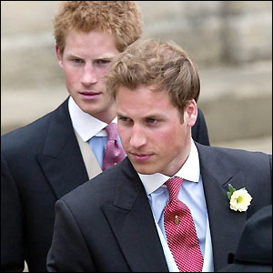 Britain's Prince William (center) and Prince Harry outside the Guildhall.