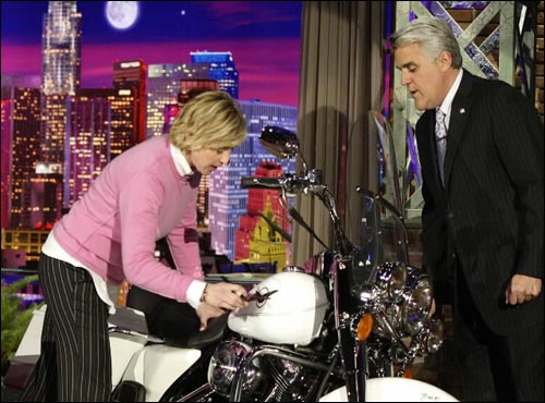 Ellen DeGeneres, who was born in New Orleans and whose 82-year-old aunt managed to survive the carnage, will be soliciting funds on her daytime talk show. The show's producers have already donated $500,000 to the Red Cross and have promised to match viewer contributions up to that amount. 'The Tonight Show with Jay Leno' announced it will have celebrity guests autograph a Harley-Davidson motorcycle to auction off on eBay later this month to raise relief funds.