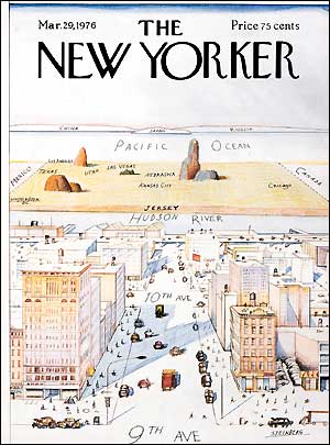 The New Yorker Saul Steinberg drawing 1976 Message board: Do you have a favorite magazine cover?