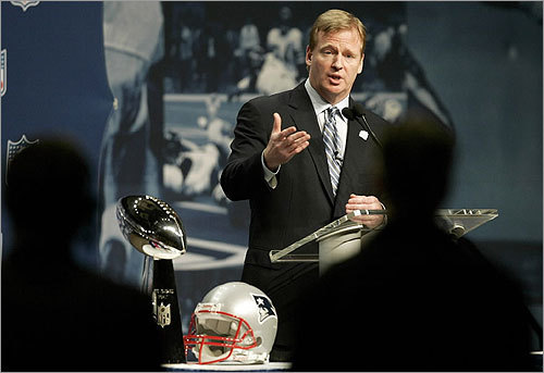 NFL commissioner Roger Goodell answered questions at Friday's news conference.
