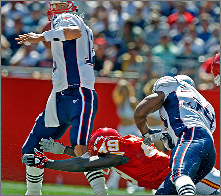 When Patriots quarterback Tom Brady was hit in the knee in last year’s season opener, the referee correctly decided to keep his penalty flag in-pocket, ruling the season-ending hit Chiefs safety Bernard Pollard laid on Brady legal. That was then. Now, the National Football League is revising tightening its rules on quarterback hits, distinguishing between a 'normal tackle' and a 'dangerous hit.' Many around the league have dubbed it the “Tom Brady Rule.' Click through this gallery for a look at other rules inspired by the cunning and misfortune of specific athletes. Pollard's injury-inflicting blow.