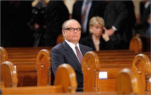 Senator Edward M. Kennedy touched many lives during his 77 years. At his funeral, a great number of celebrities and dignitaries came out to pay respect. Scroll through this gallery to see a few. Actor Jack Nicholson sat in the pews.