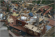 Aerial views of the tornadoes' destruction
