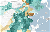Boston diversity index, from Census 2010