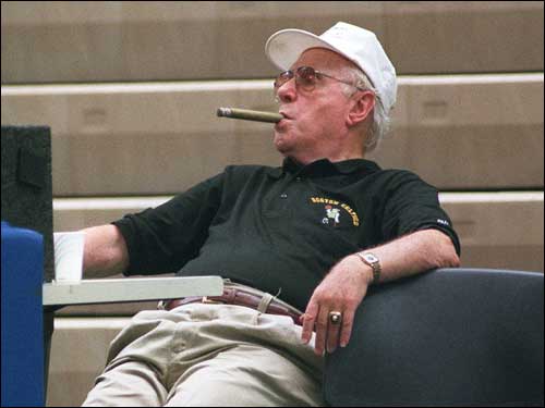 Auerbach observed Celtics rookies practice at Brandeis University in 1997.