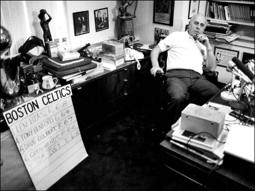 Soon after experiencing the high of the Celtics winning their 16th NBA championship, Red Auerbach sat solemnly in his office after one of the Celtics' greatest lows, the death of No. 2 overall draft pick Len Bias.