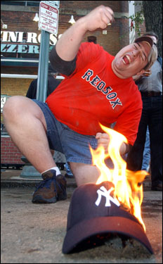 burning yankees hat