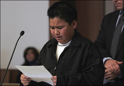 Tai Mai, 9, told of the pain of losing his brother, Bang Mai, who was stabbed during a brawl in South Boston in 2004.