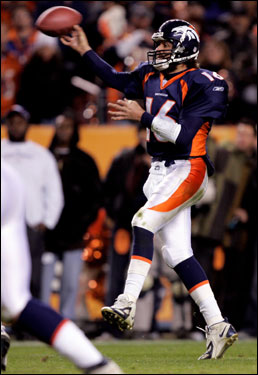 Quarterback Jake Plummer threw a 4-yard touchdown pass to Rod Smith in the fourth quarter.