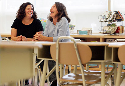 Betsy Blumberg (left) and Melanie Sullivan began blogging last school year.