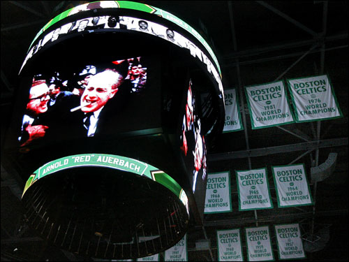The Celtics played a video tribute to Auerbach before the game to the tune of Frank Sinatra's 'My Way.'