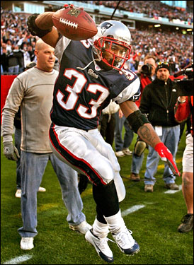 Kevin Faulk celebrated with a dance in the endzone.