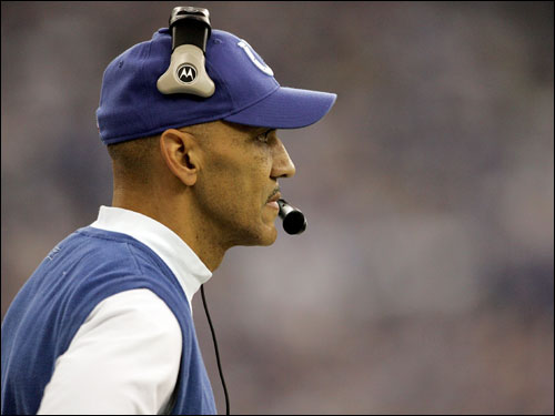 Colts head coach Tony Dungy looked on from the sidelines.