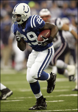 Colts running back Joseph Addai carried the ball in the first quarter.