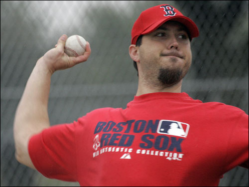 Red Sox pitcher Josh Beckett got some throws in Monday.