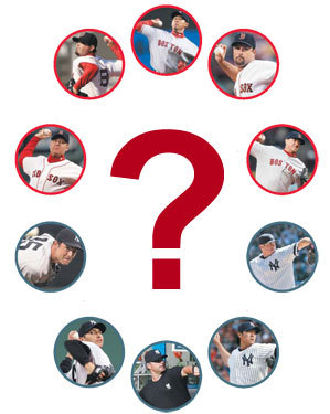 The success of the Sox' starting rotation is an obvious reason for the team's fast start, and the reason they weren't going to match the Yankees's offer for Roger Clemens. But how much of a difference will the Rocket make? We'll match up each starter 1-5 (we slotted Roger at the No. 2 spot in the rotation), and let you decide who's got the edge after the Rocket lands in the Bronx. (Text by the Globe's Gordon Edes)