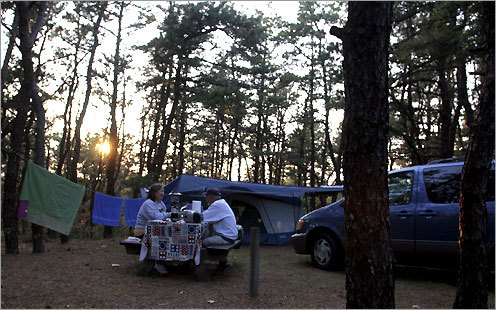 Camping in Harold Parker State Forest Harold Parker is a large forest only 25 miles north of Boston – a great place to pitch your tent in the great outdoors without driving all the way up to New Hampshire. The area is not well known yet, and the forest rarely crowded. All this makes for a relaxed atmosphere at the campground and on the trails. 1951 Turnpike St. Rte. 114, N. Andover; Camping season is from early May to mid October.