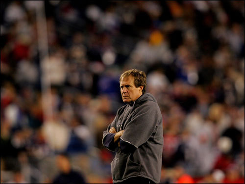 Bill Belichick stalked the field before the game.