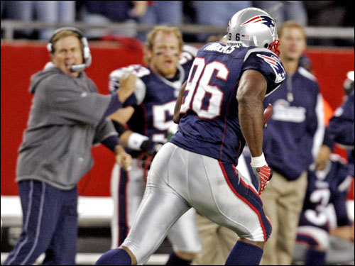 The touchdown was the sixth of Thomas's career and his first as a member of the Patriots.