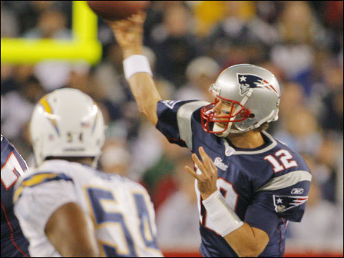 Tom Brady fired a pass in the second half.