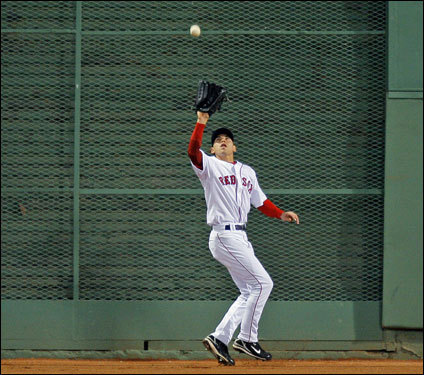 Jacoby Ellsbury caught a Todd Helton warning track shot in the fourth inning.