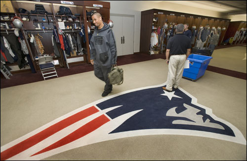 When he was finished, Harrison left the Patriots locker room.
