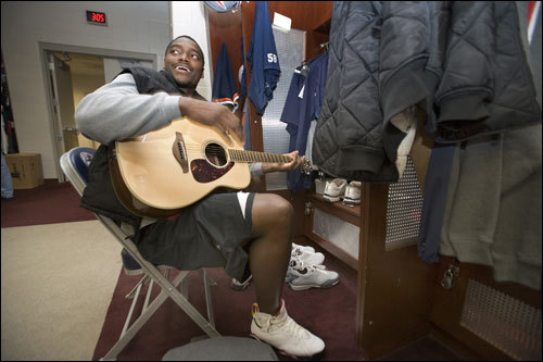 Pierre Woods took a break and played a little guitar.