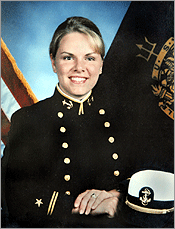 Two memorials have been installed at Swampscott High School for two former students, who died in Iraq. This one is in the main lobby. Marine Captain Jennifer J. Harris (shown), class of 1996, was killed February 7, 2007. Army Specialist Jared J. Raymond, class of 2004, was killed September 19, 2006.