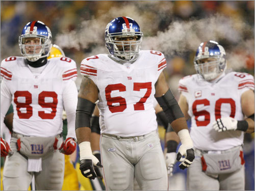 The big uglies up front are excellent run blockers and pass protectors. Their consistency is a big reason the Giants earned a ticket to the Super Bowl. Center Shaun O'Hara is not the biggest or fastest guy on the block, but he sets the tone with great angles and a surly disposition. Guards Chris Snee and Rich Seubert are in-your-face maulers who deliver solid initial punches before getting their hands on the linebackers. Tackles Kareem McKenzie (an ornery monster) and David Diehl (he can push the pile) are above average.