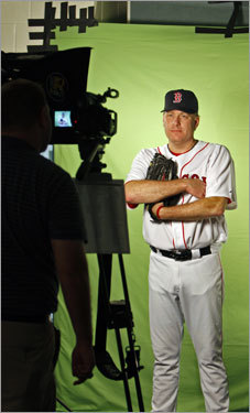 His playing status for this season is questionable, but Curt Schilling had his picture taken like everybody else.