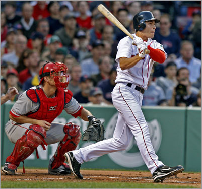 Jacoby Ellsbury had a big night for the Red Sox against the Angels, kicking things off in the first inning with a leadoff homer to right field.