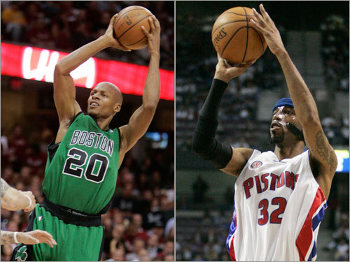 ray allen shooting a basketball. Shooting guards Both Ray Allen