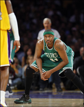 James Posey (right) stared down Kobe Bryant during the first half of Game 3.
