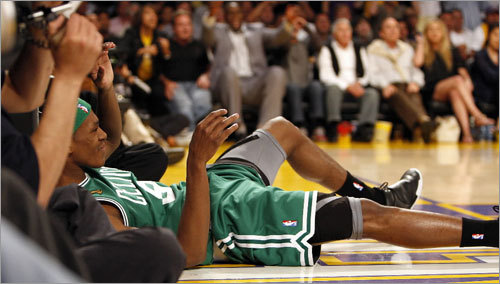 Rajon Rondo went down to the floor in the third quarter.