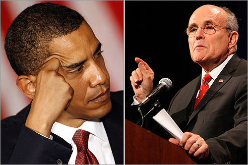 Barack Obama and Rudy Giuliani