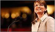 Sarah Palin, governor of Alaska and vice presidential nominee, addressed the crowd at the Republican National Convention Sept. 3 at the Xcel Energy Center in St. Paul, Minn.