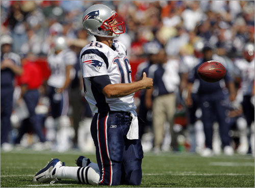 Patriots quarterback Matt Cassel reacts after being sacked in the first half.