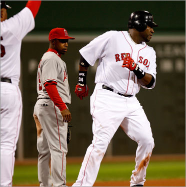 David Ortiz tagged up and headed to third on a J.D. Drew flyout, but was stranded in the inning.