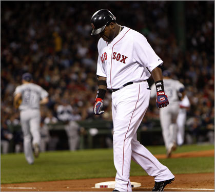 Red Sox designated hitter David Ortiz reacted after grounding out in the first inning.