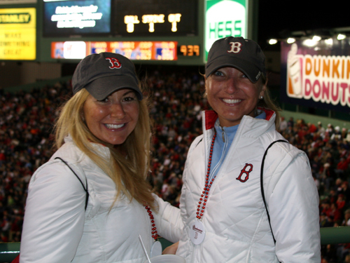 Lisa Rezzuti (left) of Charlestown and fellow White Coat Nation member Kristina Galins of Charlestown were hoping the Sox could rally against the Rays in Game 4.
