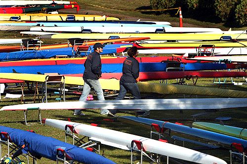 A colorful maze of boats along the Charles. In the two days, 1,786 boats raced on the river — 50 more than in 2007.