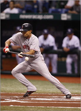 Red Sox leadoff hitter Coco Crisp bunted for a single in the first inning of Game 6 of the ALCS. Crisp would be picked off of first base for the first out of the game. Of course, no one saw it because of the TBS first-inning blackout .