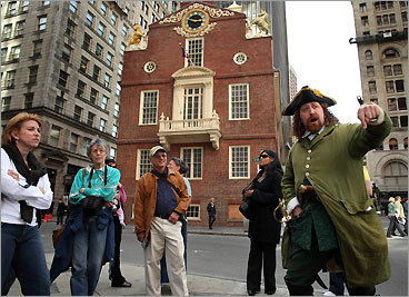 Where it all began Stop saying that someday you’ll visit the famous places in American history that others travel here to see. Pretend you’re a tourist, with guidebook or map, and follow the Freedom Trail, a 2.5-mile, red line of bricks connecting 16 historic sites in downtown Boston and Charlestown. Most of the indoor/outdoor sites are free as part of the Boston National Historical Park (visitors centers at 15 State St., and Charlestown Navy Yard, Building 5, 617-242-5642, www.nps.gov/bost), including the new Battle of Bunker Hill Museum and the USS Constitution, where National Park Service rangers give free tours. Private properties, including Paul Revere House, charge a small admission fee. Patriots Day to Labor Day, rangers conduct free, 90-minute tours along the Freedom Trail from the Old State House to the Old North Church. Year-round, ‘‘Walk Into History’’ with an entertaining guide in Colonial costume from the nonprofit Freedom Trail Foundation (148 Tremont St., 617-357-8300, www.thefreedomtrail.org). In Lexington, ‘‘birthplace of the American Revolution,’’ a must-see is the National Heritage Museum (33 Marrett Road, 781-861-6559, www.nationalheritagemuseum.org), founded for the Bicentennial by the Masons whose members included Revere and George Washington. Among current and upcoming exhibits are American folk art, Jim Henson’s Muppets, and photographs of immigrants at Ellis Island. ‘‘Sowing the Seeds of Liberty’’ takes a fresh look at the 1776 battle at Lexington that helped shape how we think about our country.