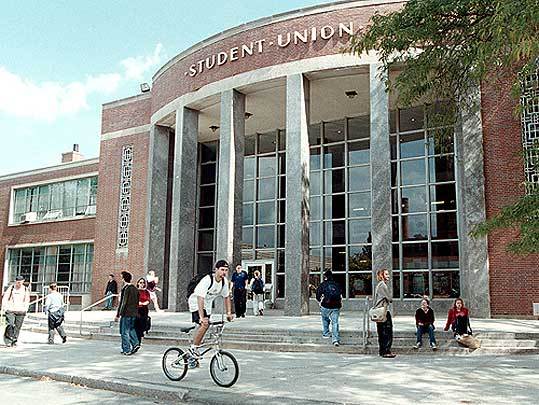 The University of Massachusetts student center. The school has recently seen an increase in applications.