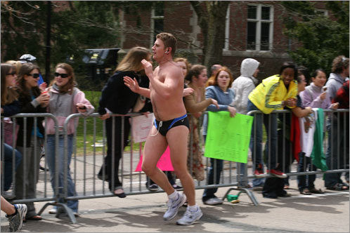 One runner thought maybe running in a Speedo would increase his chances of getting a kiss at Wellesley.