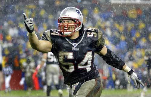Tedy Bruschi will be remembered as one of the all-time great Patriots. His leadership was seen both on and off the field and his dedication, courage, and strength exemplified what type of player and man Bruschi was. Future Pats' linebackers will have huge shoes to fill.